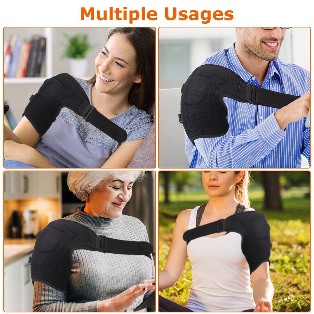 1Pc Heated Shoulder Brace Electric Heating Pad Therapy Shoulder Heating Wrap Compression Sleeve For Shoulder Pain Muscle Stiffness Bursitis Tendonitis
