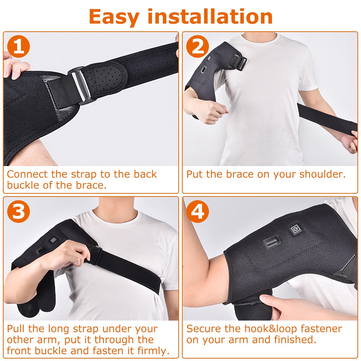 1Pc Heated Shoulder Brace Electric Heating Pad Therapy Shoulder Heating Wrap Compression Sleeve For Shoulder Pain Muscle Stiffness Bursitis Tendonitis